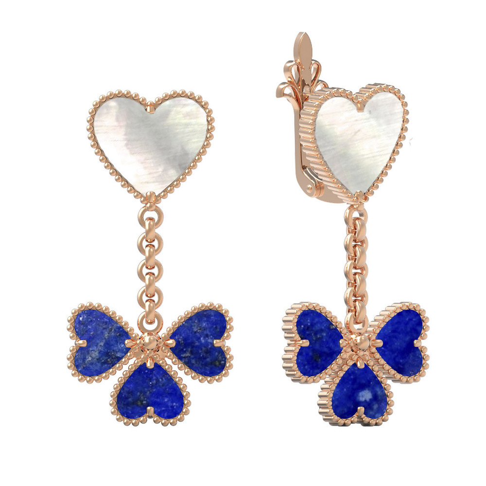 Серьги из золота c лазуритом и перламутром