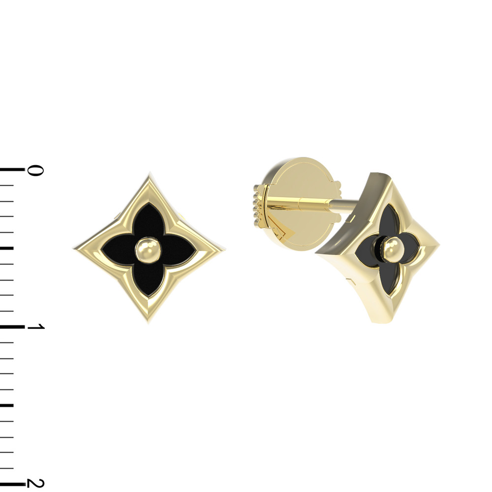 Серьги из лимонного золота c ониксом