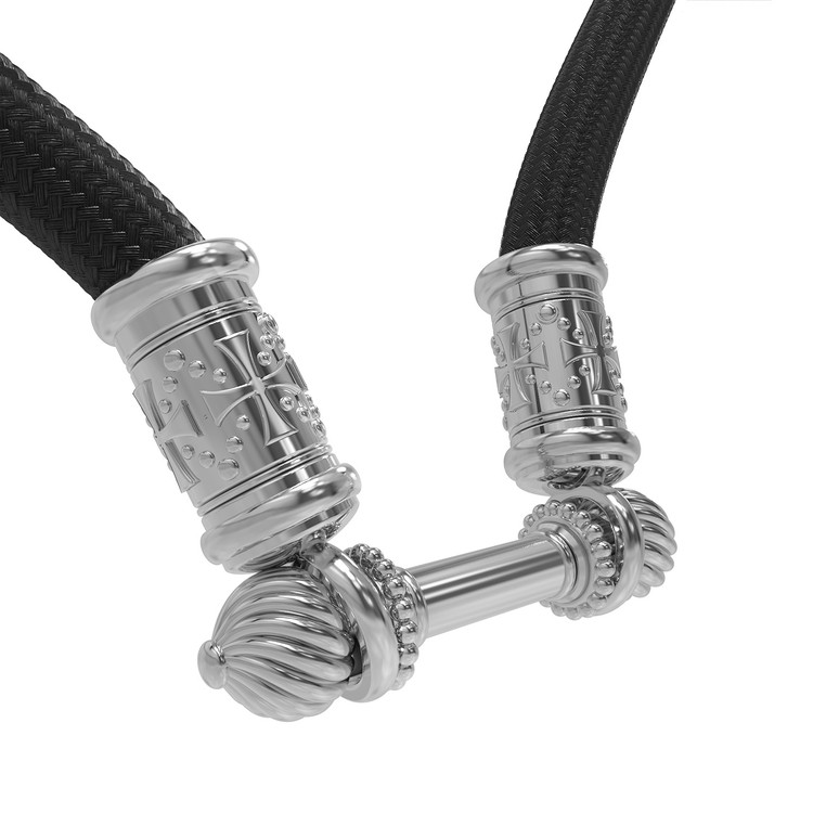 Шнурок шёлковый из белого золота c шёлковым шнурком