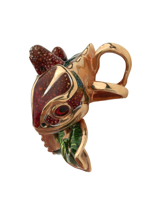 Подвеска из золота c эмаль и гранатом