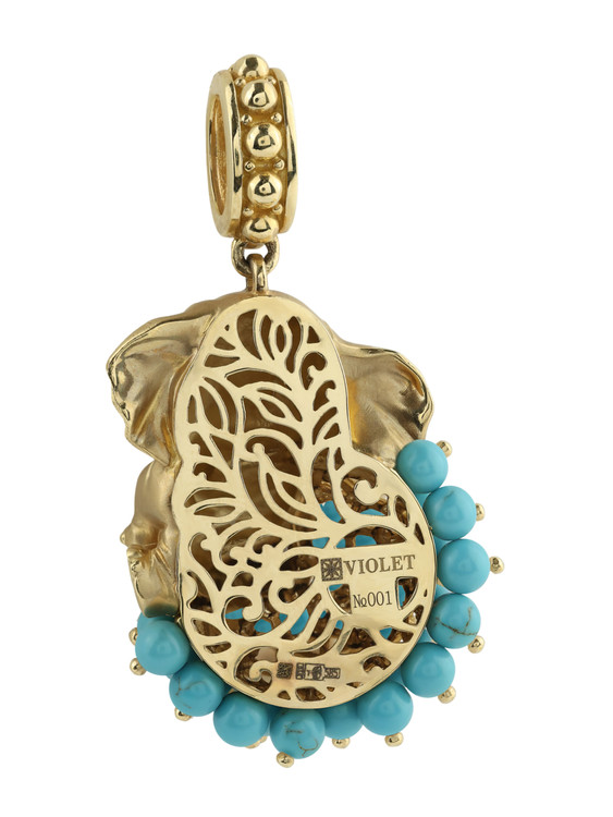 Подвеска из лимонного золота c эмаль и бирюзой