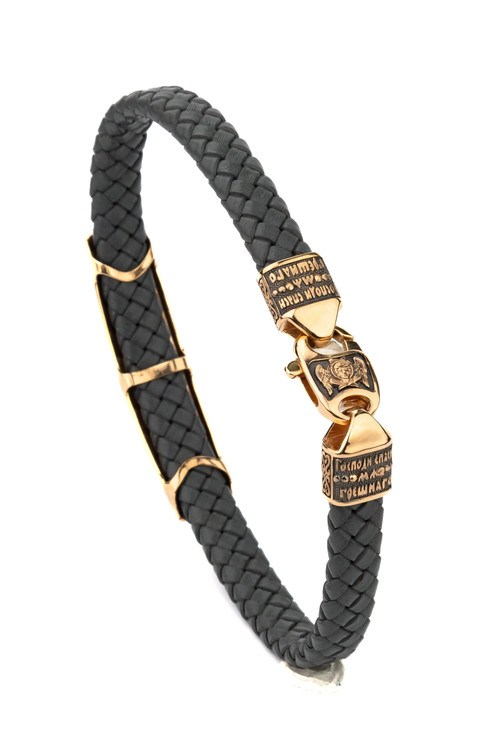 Браслет из золота c кожаным шнурком