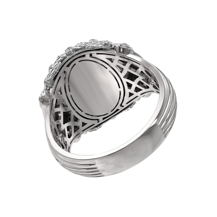 Кольцо из белого золота c бриллиантами и ониксом