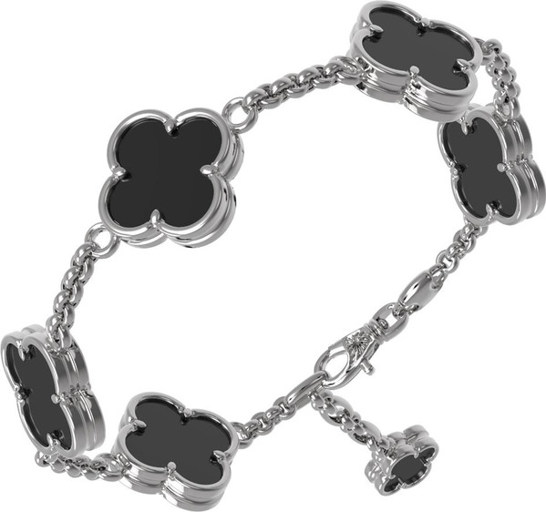 Браслет из белого золота c ониксом