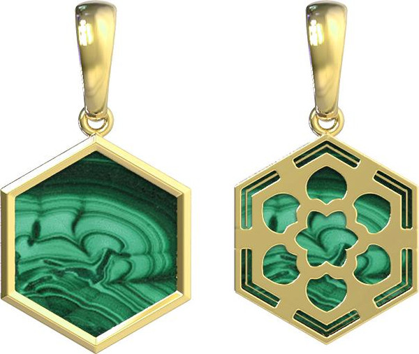 Подвеска из лимонного золота c малахитом