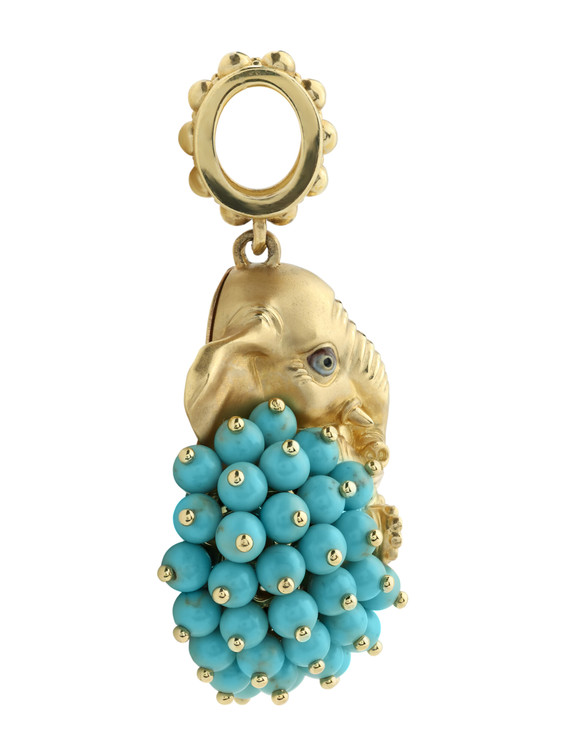 Подвеска из лимонного золота c эмаль и бирюзой