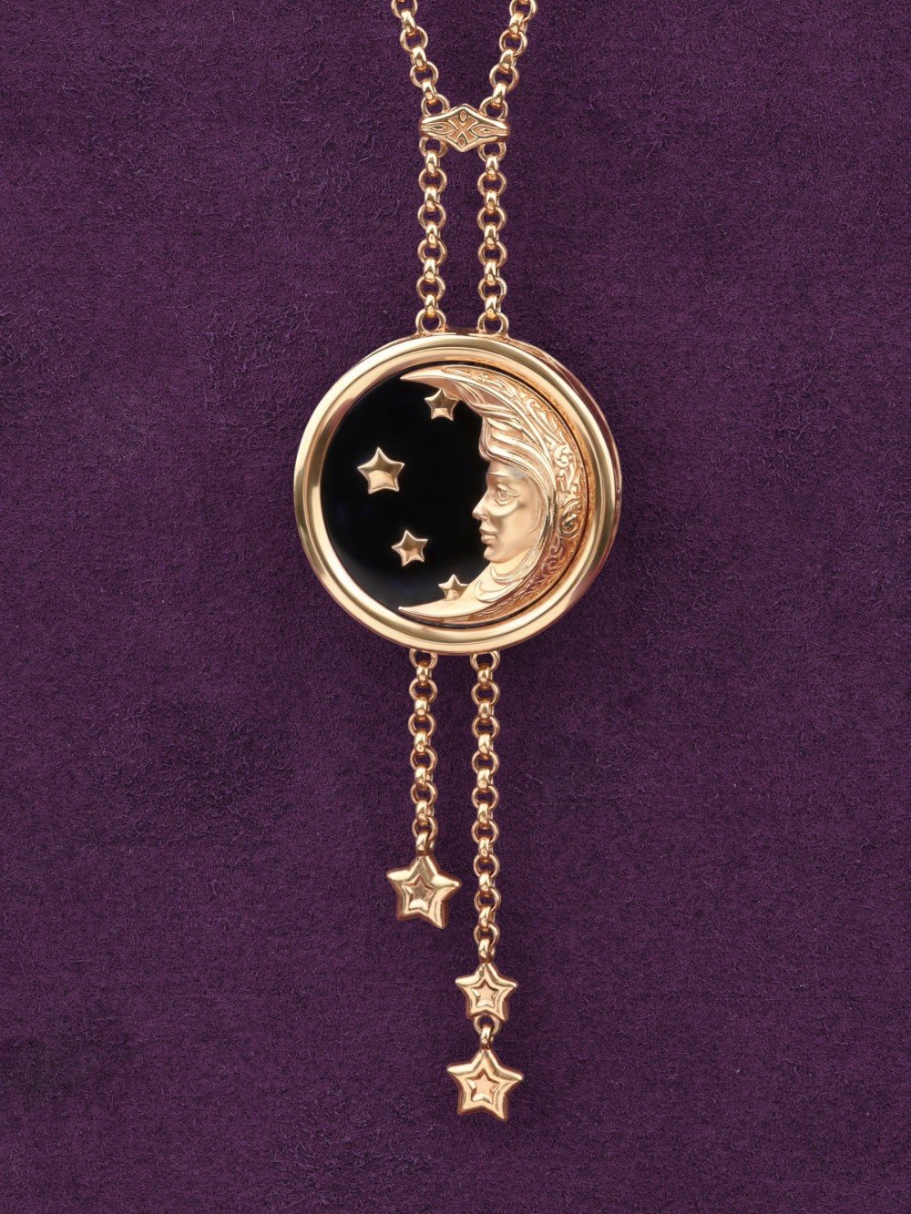 Колье из золота c ониксом и перламутром