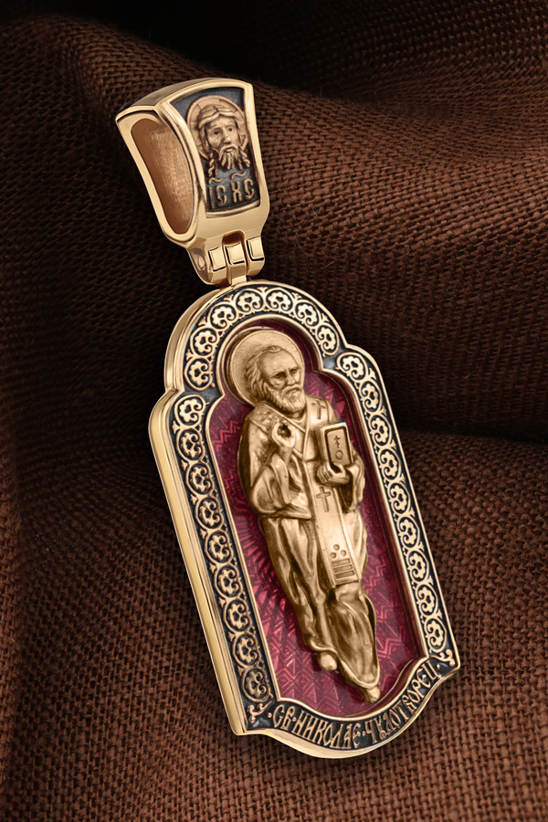 Образок из золота c эмаль