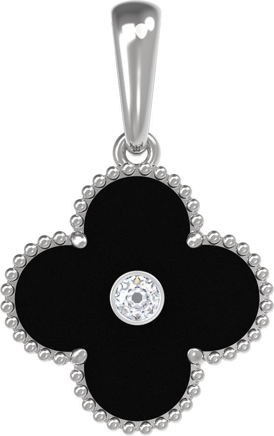 Подвеска из белого золота c бриллиантами и ониксом