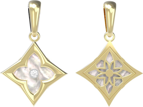 Подвеска из лимонного золота c бриллиантами и перламутром