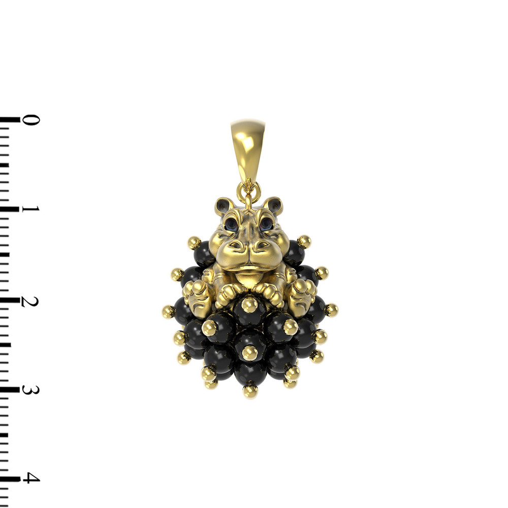 Подвеска из лимонного золота c эмалью и ониксом