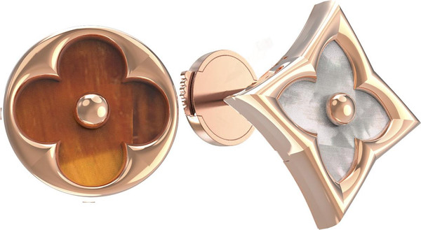 Серьги из золота c тигровым глазом и перламутром