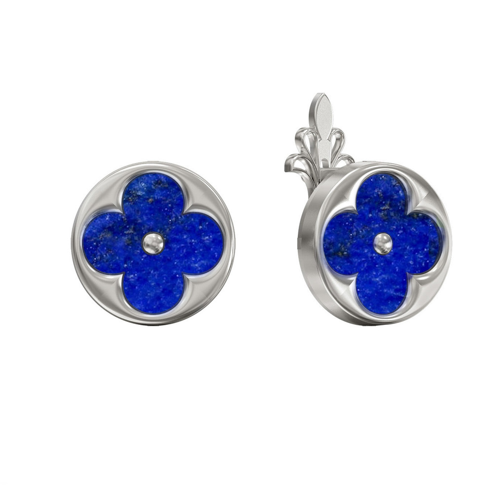 Серьги из белого золота c лазуритом