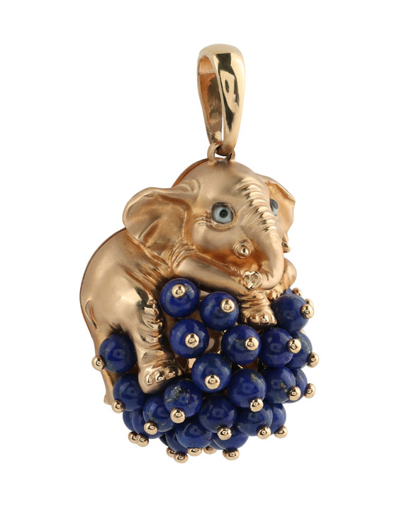 Подвеска из золота c эмаль и лазуритом