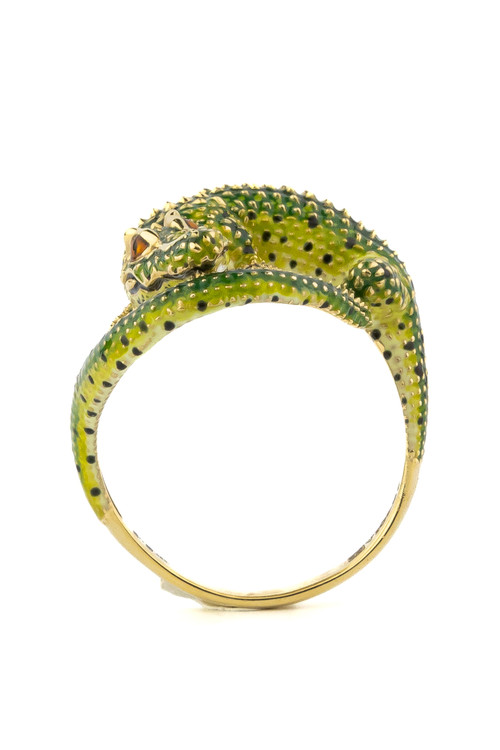Кольцо из лимонного золота c эмаль