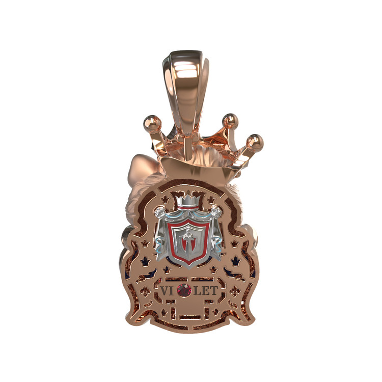 Подвеска из золота c эмаль , бриллиантами и рубином