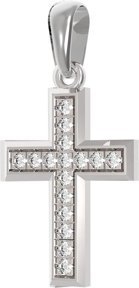 Крест из белого золота c бриллиантами
