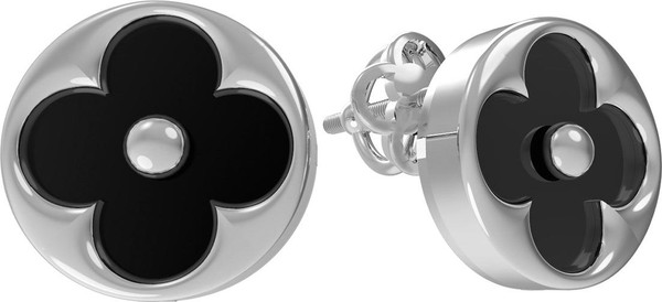 Серьги из белого золота c ониксом