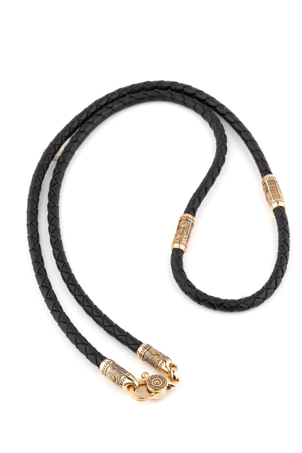 Шнурок кожаный из золота c кожаным шнурком