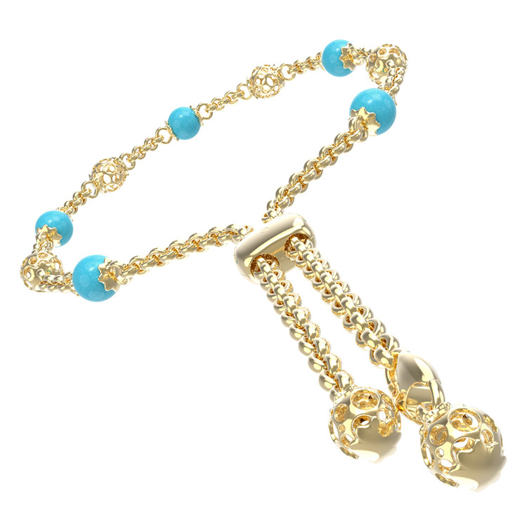 Браслет из лимонного золота c бирюзой