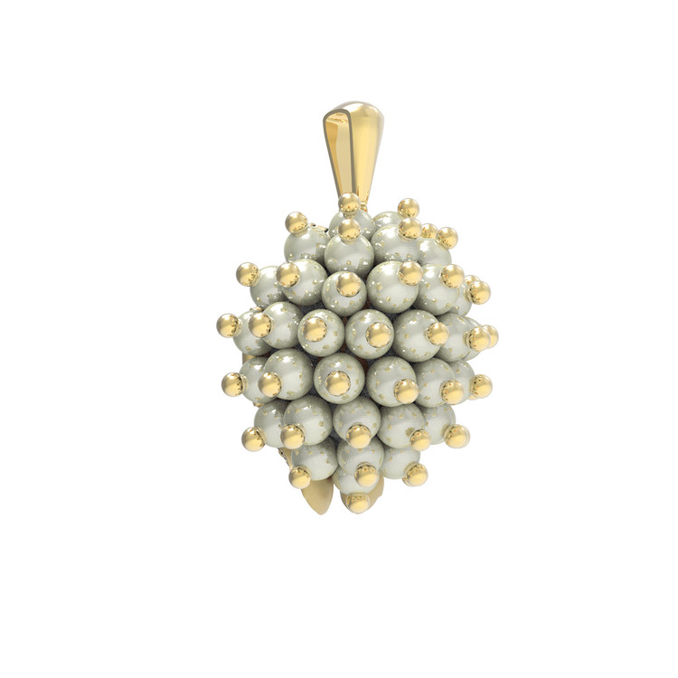 Подвеска из лимонного золота c эмалью и жемчугом