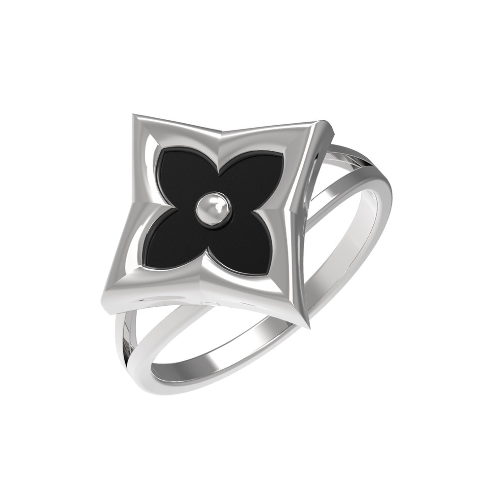 Кольцо из белого золота c ониксом