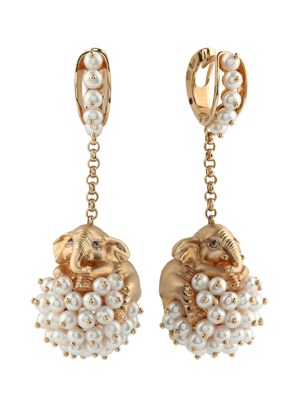 Серьги из золота c эмалью и жемчугом