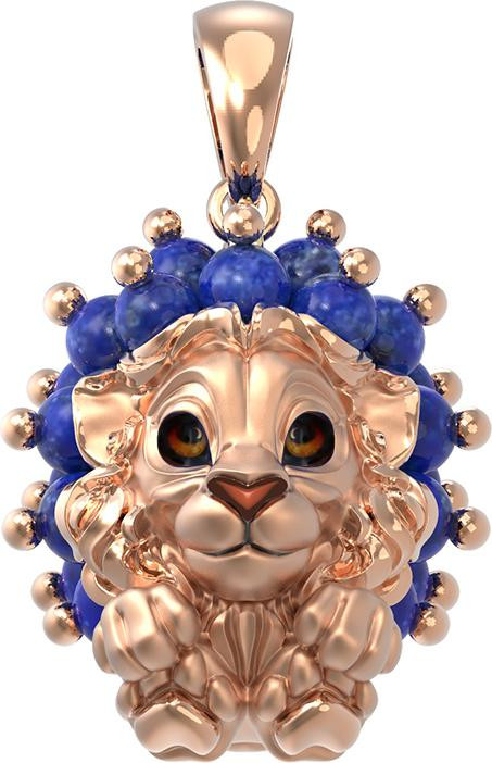 Подвеска из золота c эмаль и лазуритом