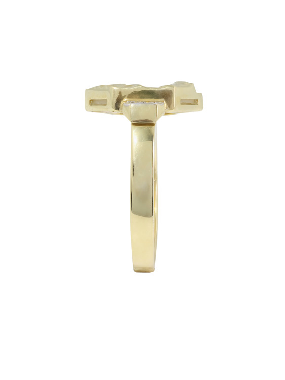 Кольцо из лимонного золота c бриллиантами и перламутром