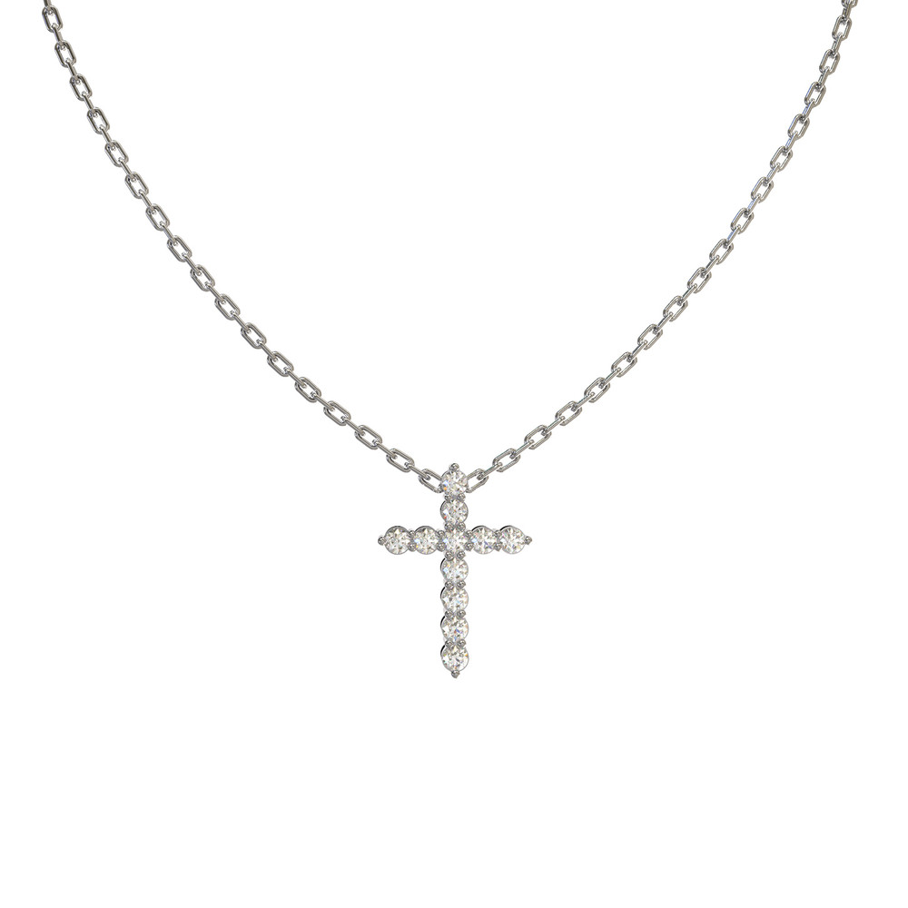 Крест из белого золота c бриллиантами