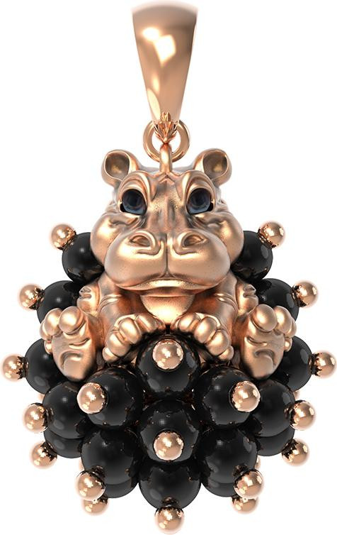 Подвеска из золота c эмаль и ониксом