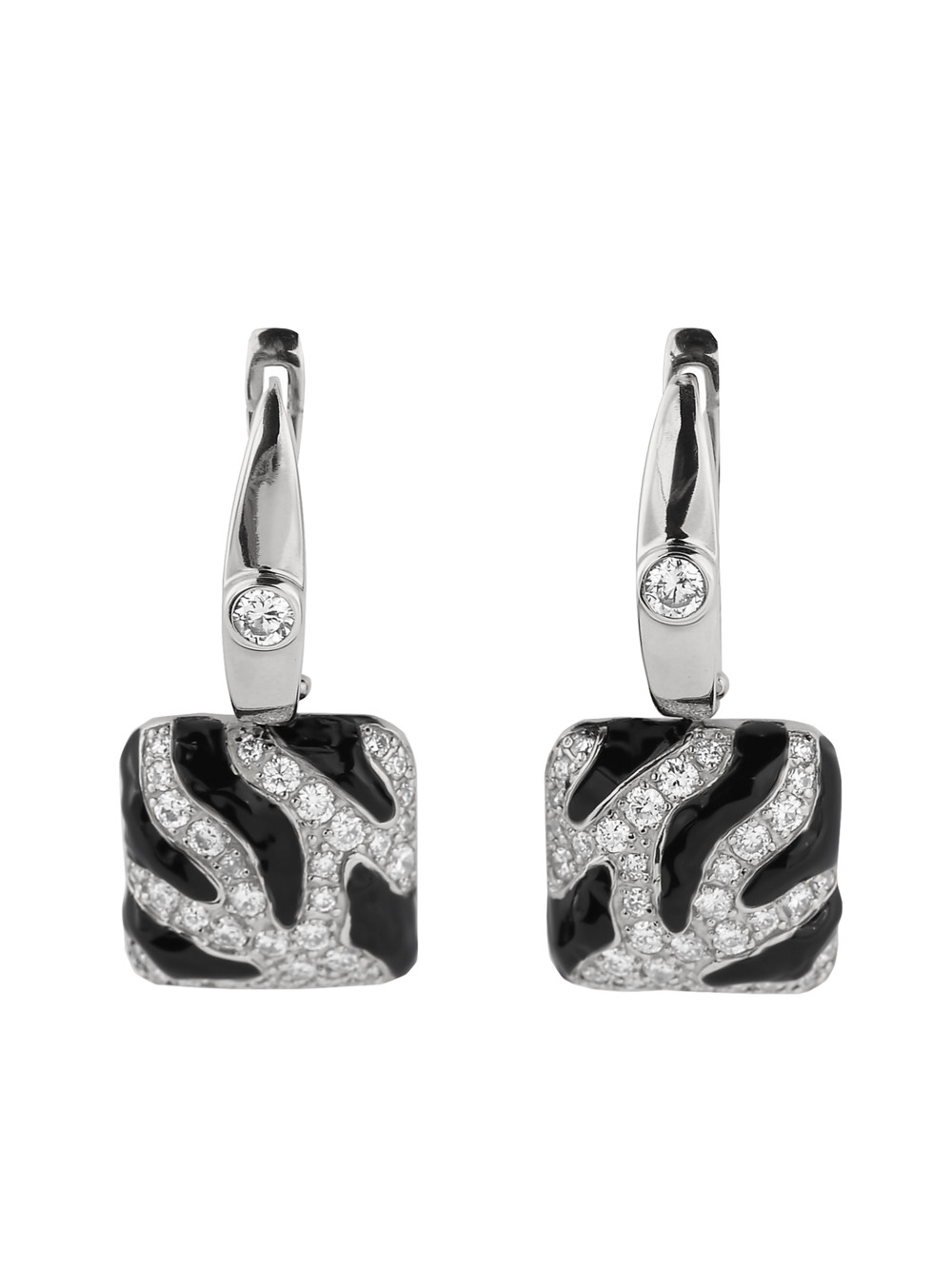 Серьги из белого золота c эмаль и бриллиантами