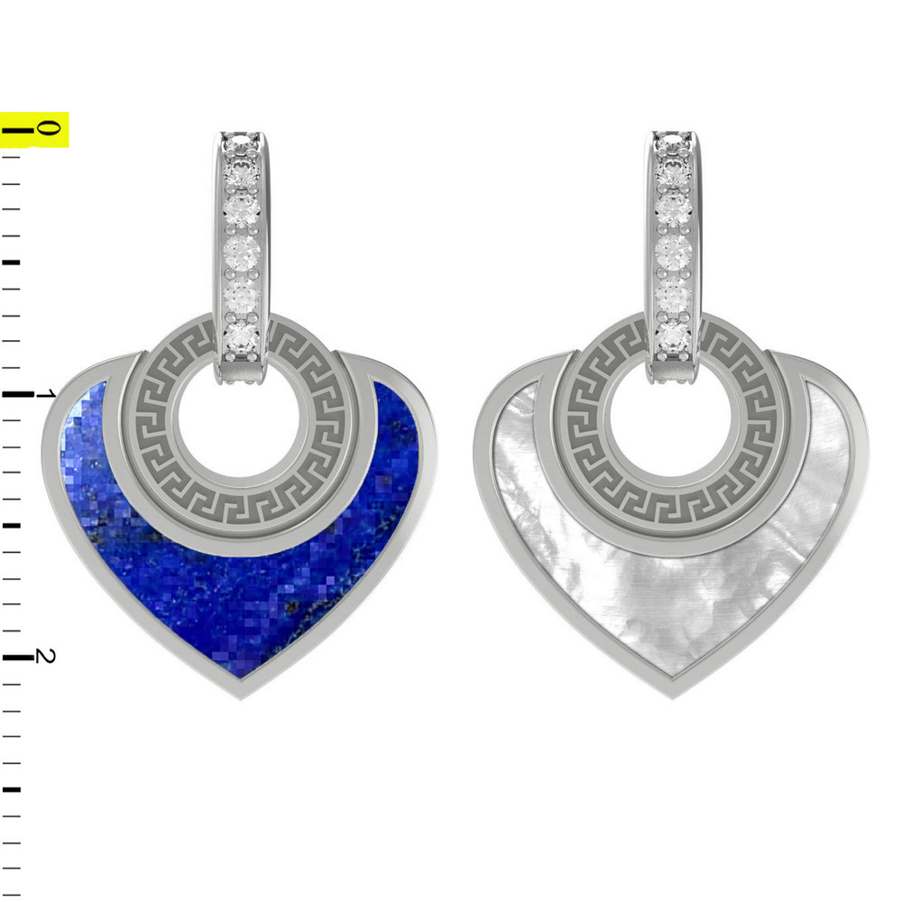 Подвеска из белого золота c фианитом, лазуритом и перламутром