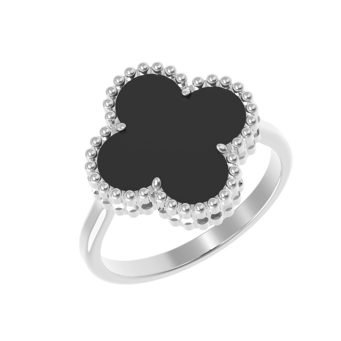 Кольцо из белого золота c ониксом