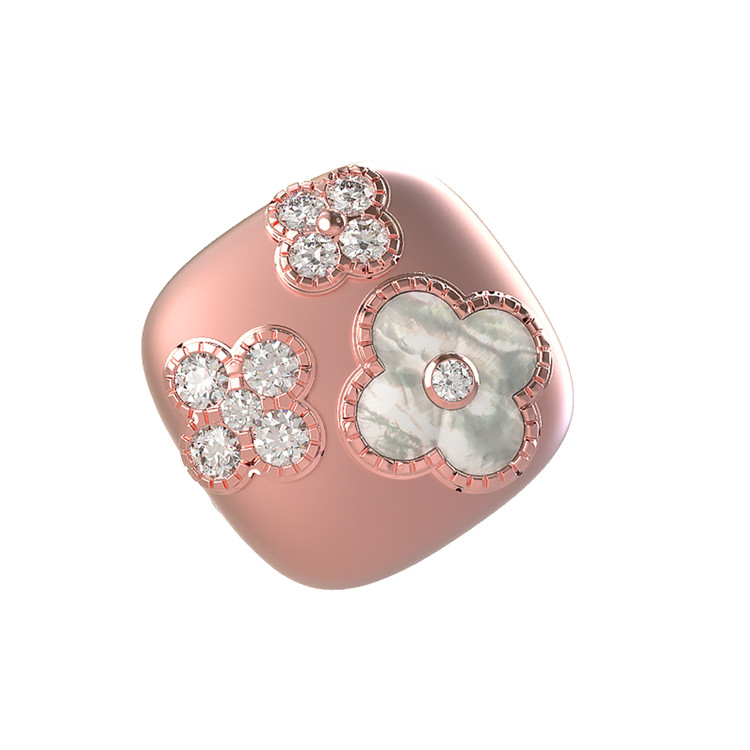 Кольцо из розового золота c бриллиантами и перламутром