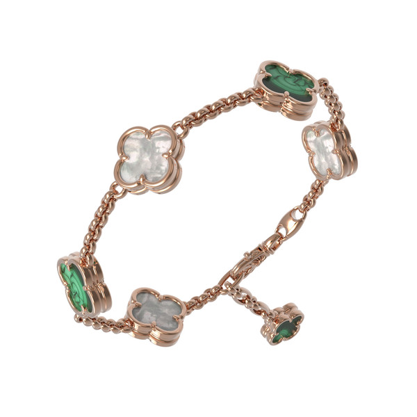 Браслет из золота c малахитом и перламутром