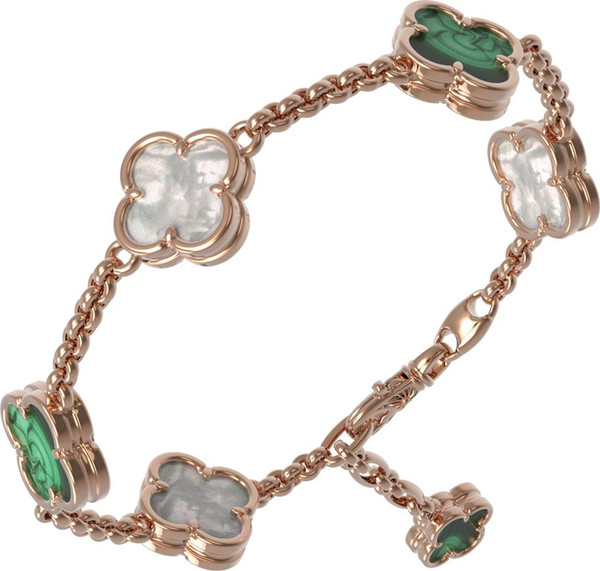 Браслет из золота c малахитом и перламутром