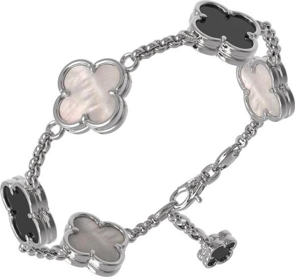 Браслет из белого золота c ониксом и перламутром