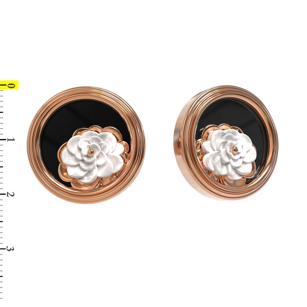 Серьги из золота c ониксом и перламутром