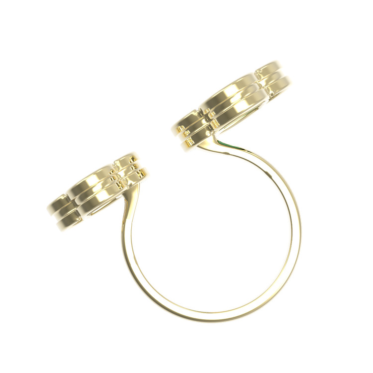 Кольцо из лимонного золота c тигровым глазом и перламутром