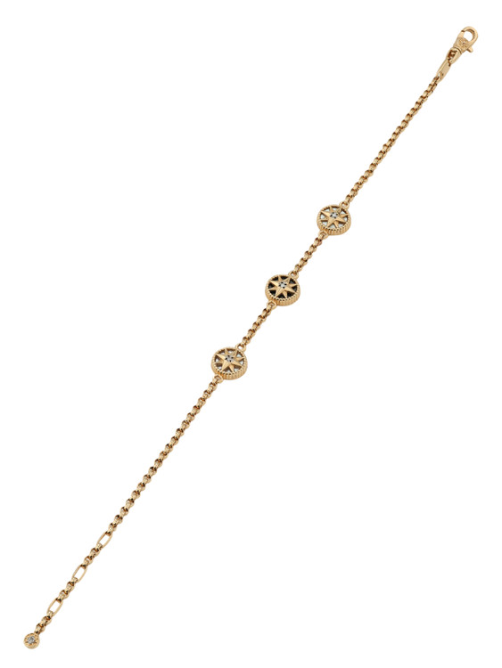 Браслет из золота c бриллиантами, ониксом и перламутром