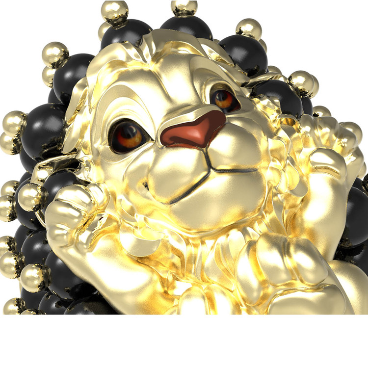 Кольцо из лимонного золота c эмаль и ониксом