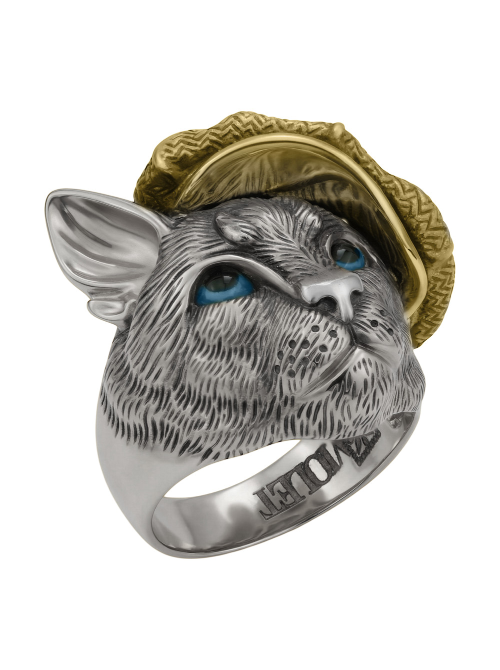 Кольцо из белого золота c эмаль