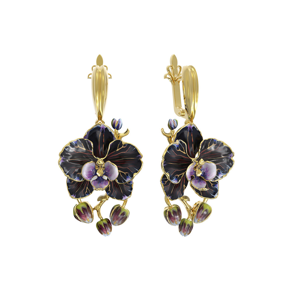 Серьги из лимонного золота c эмалью