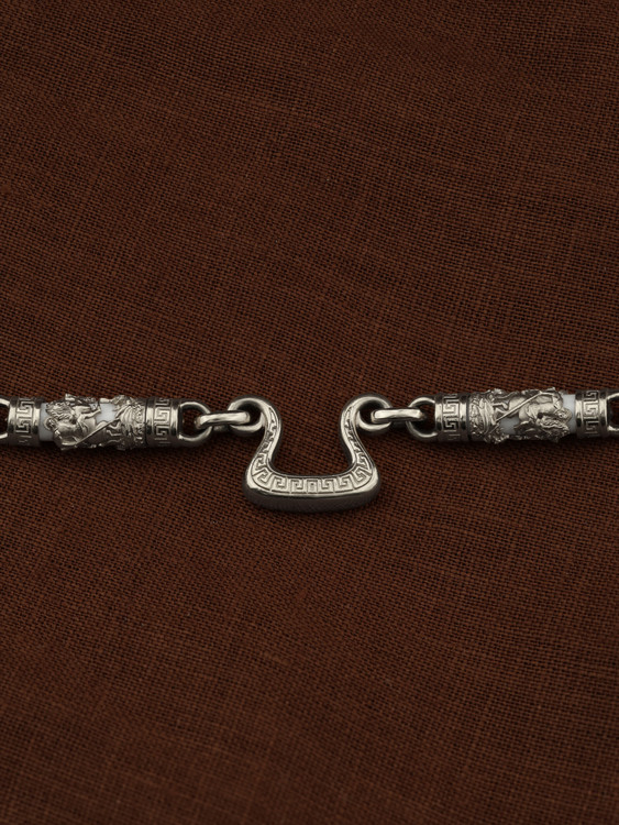 Цепь из белого золота c эмаль и бивнем мамонта