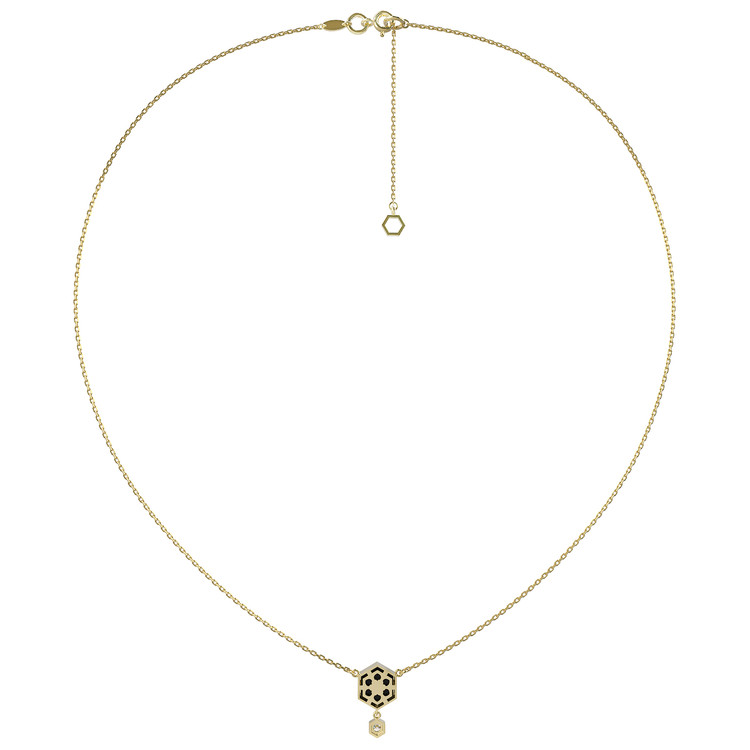 Колье из лимонного золота c бриллиантами и ониксом