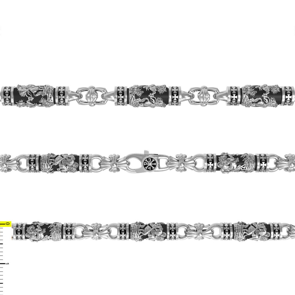 Цепь из белого золота c эбеновым деревом
