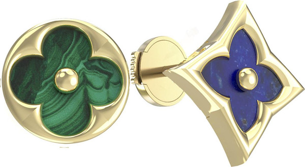 Серьги из лимонного золота c лазуритом и малахитом